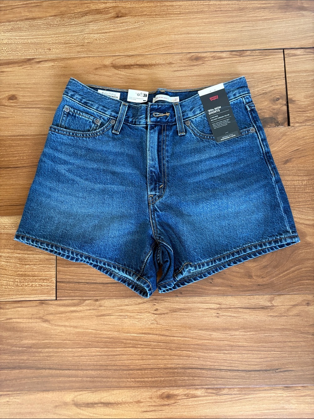Levi's Mid Wash Denim Jean Shorts - Blue